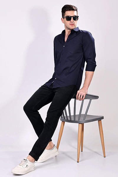 MENS PLAIN NAVY BLUE SHIRT